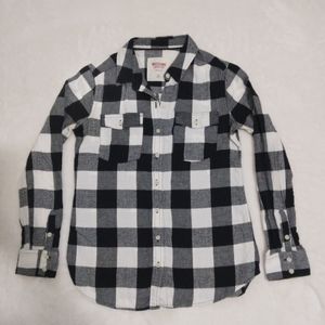 Mossimo Black & White Plaid Long Sleeve Shirt S/M